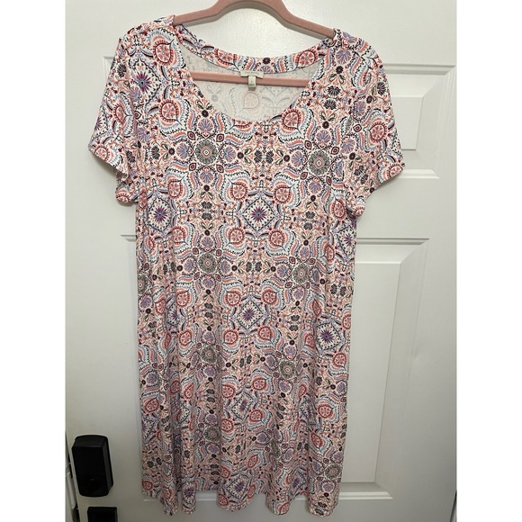 Talbots Dresses & Skirts - Talbots T-shirt Dress Size L Colorful Paisley Jersey Stretch Swing Boho Preppy